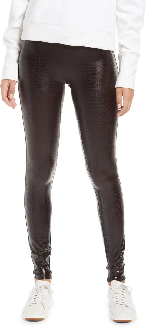 SPANX® Croc Embossed High Waist Faux Leather Leggings | Nordstrom | Nordstrom