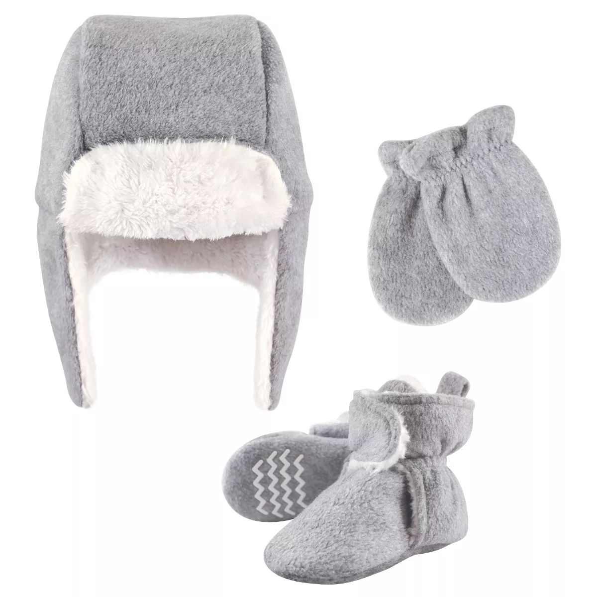 Hudson Baby Unisex Baby and Toddler Trapper Hat, Mitten and Bootie Set, Heather Gray | Target