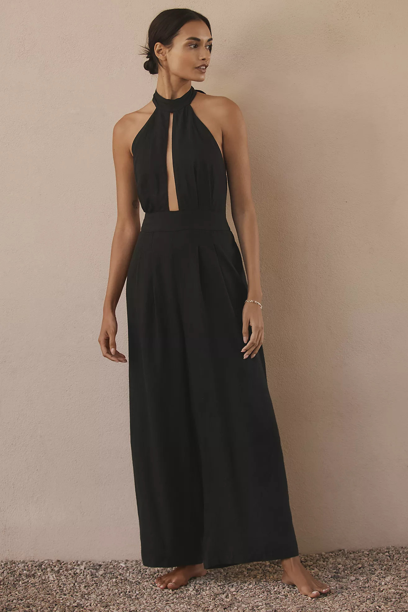 By Anthropologie Mock-Neck Plunge Jumpsuit | Anthropologie (US)