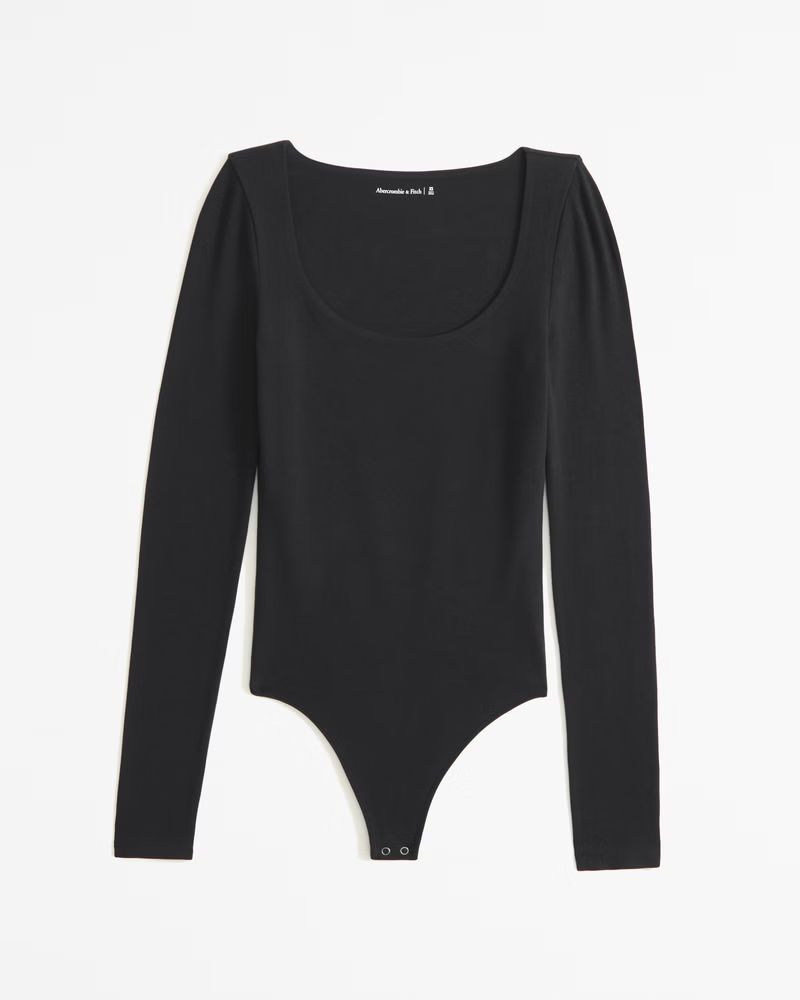Women's Long-Sleeve Cotton-Blend Seamless Fabric Scoopneck Bodysuit | Women's 20% Off Select Styl... | Abercrombie & Fitch (US)