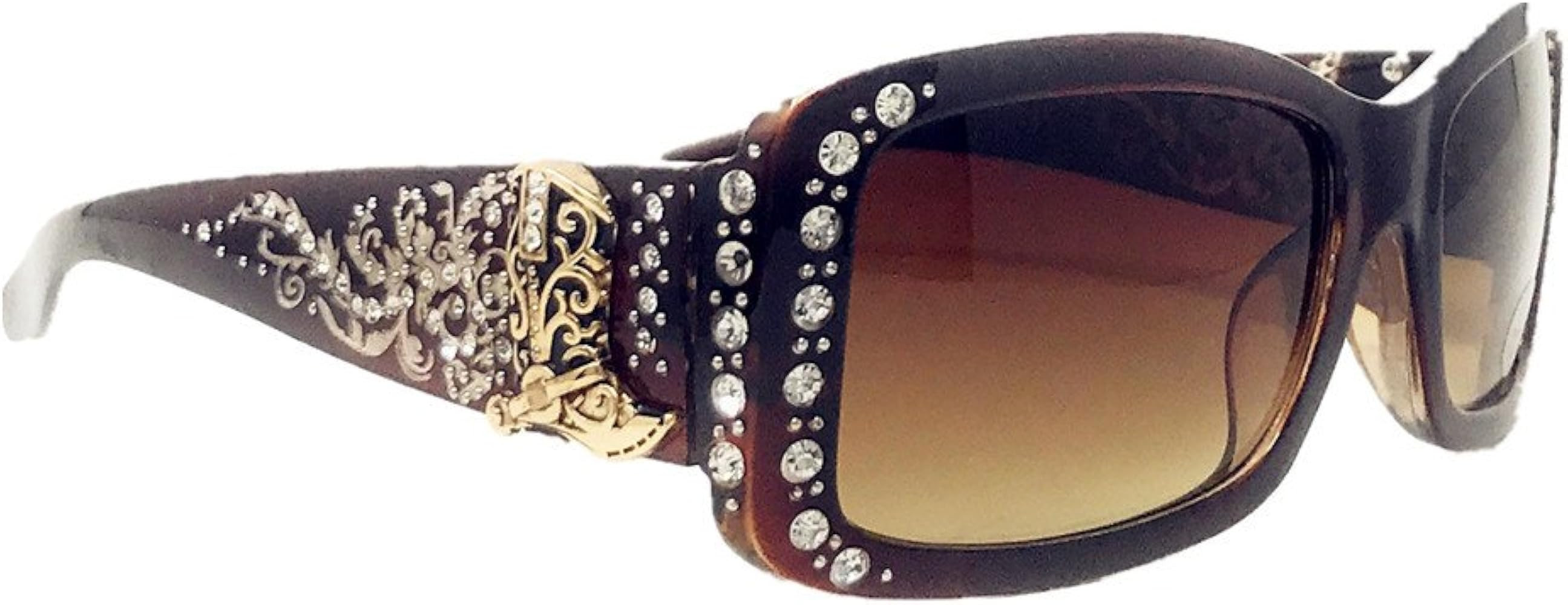 Texas West Cowboy Boot Womens Sunglasses With Rhinestone Accents UV400 PC Lens | Amazon (US)