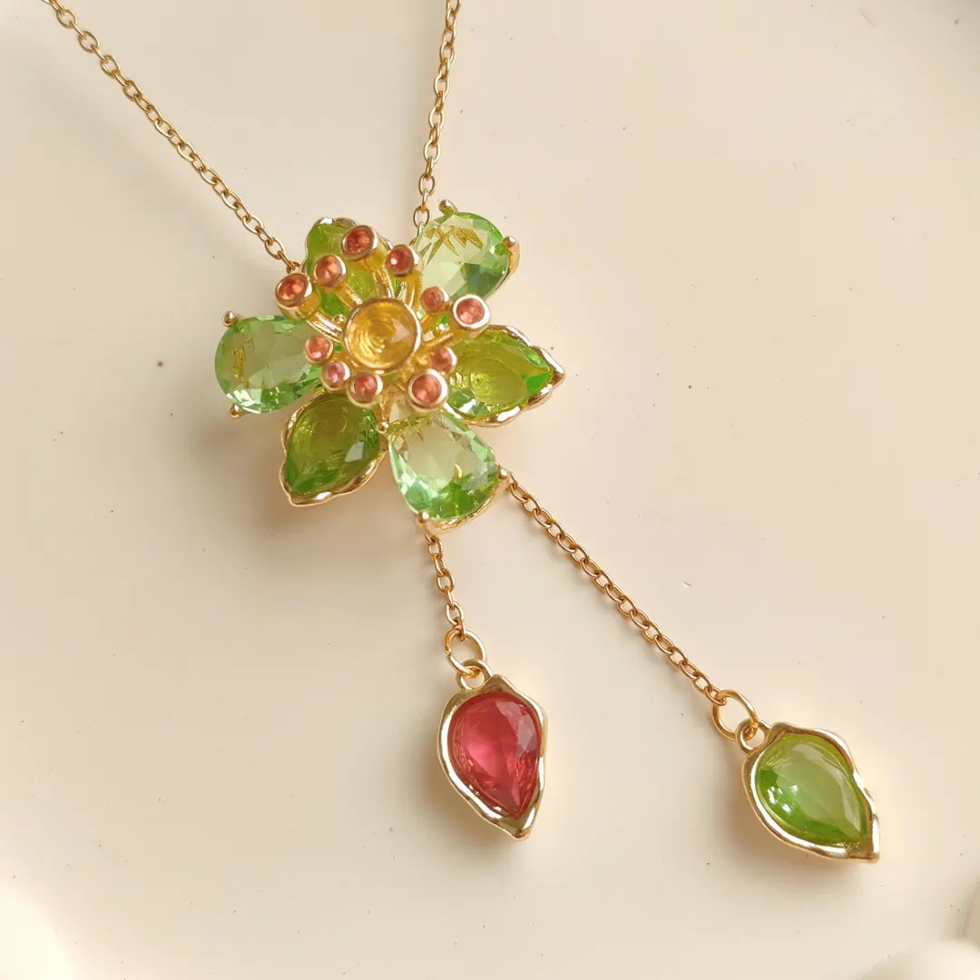 Idyllia Green Flower Y Necklace: 14K Gold Filled, Sw Dupe - Etsy | Etsy (US)