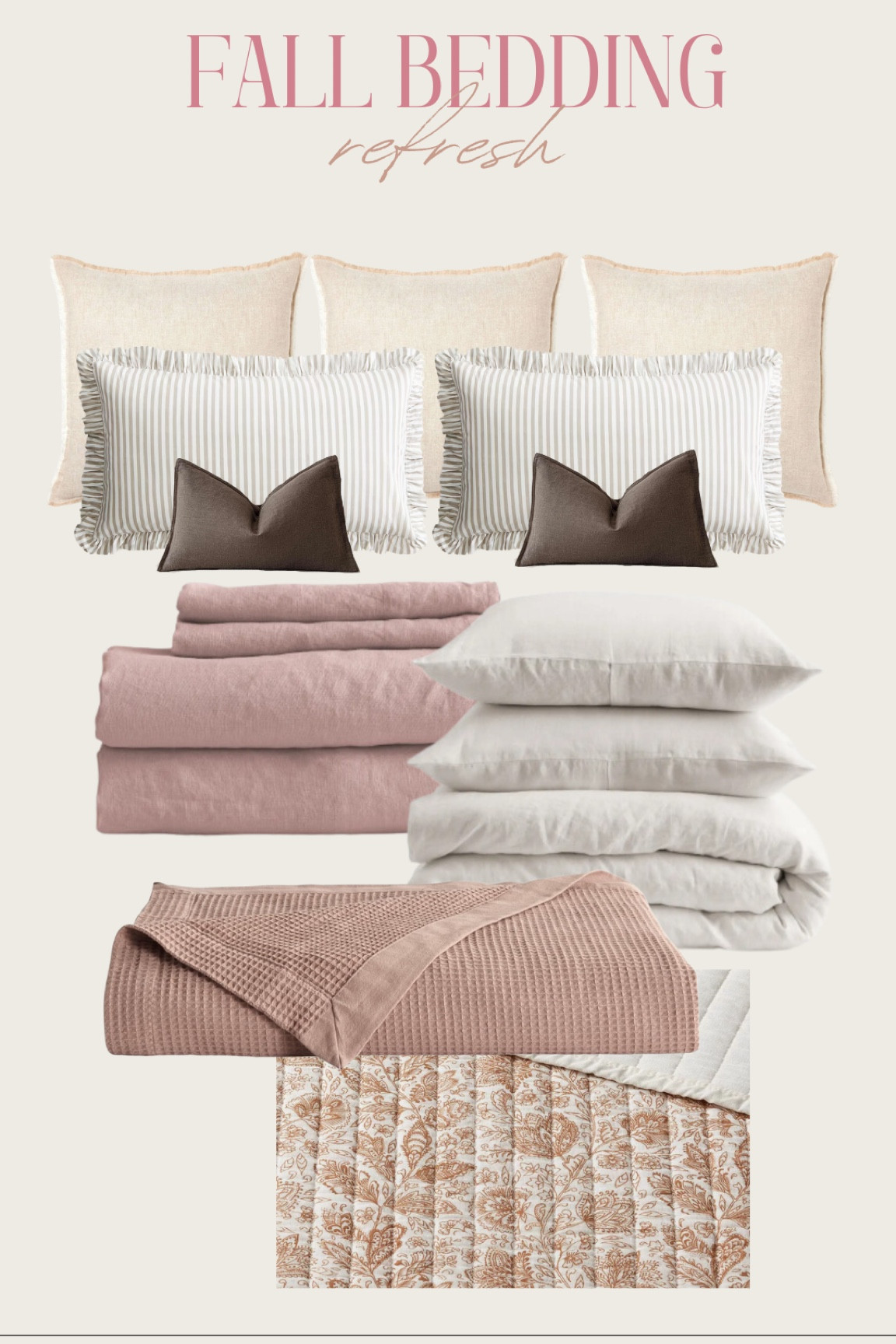 Fall bedding, fall bedding refresh, blush bedding 

Quince discount code: infg-ahouseofdaisies10 

#LTKHome #LTKSeasonal #LTKFindsUnder50
