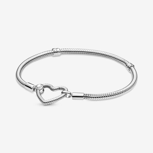 Pandora Moments Heart Closure Snake Chain Bracelet | Pandora (US)