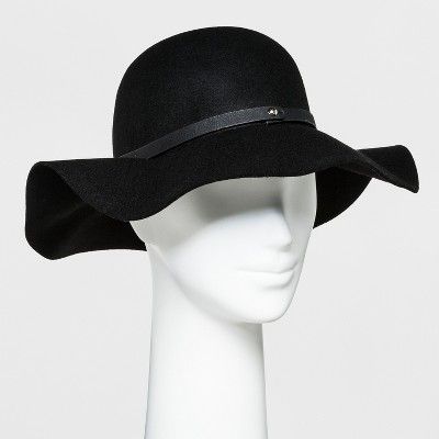 Women's Faux Leather Band Felt Floppy Hat - A New Day™ Black | Target