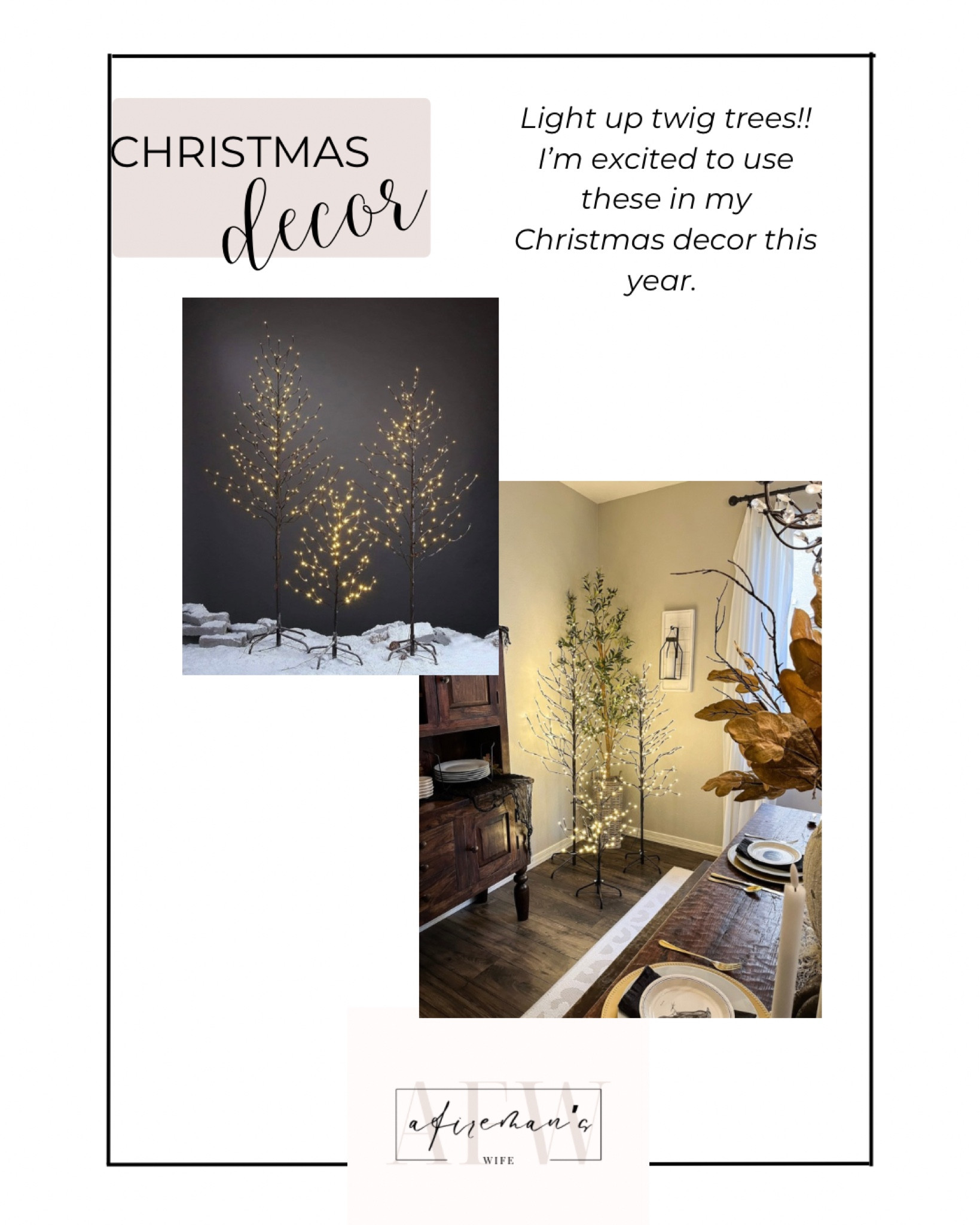 Beautiful light up twig trees!  Follow @a.firemans.wife on Instagram for more inspiration. 

I’m excited to use these in my Christmas decor this year and then they can be used all through winter. 

#LTKHoliday #LTKSeasonal #LTKHome