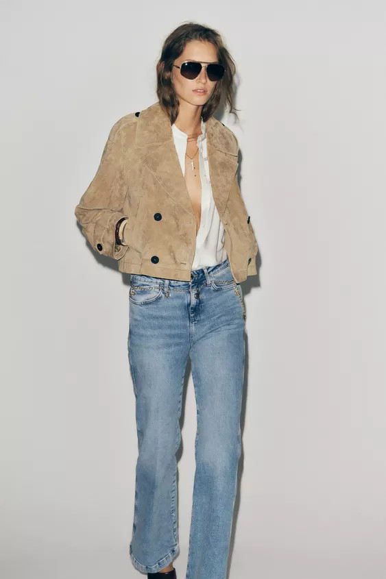 100% LEATHER SHORT TRENCH COAT | Zara UK