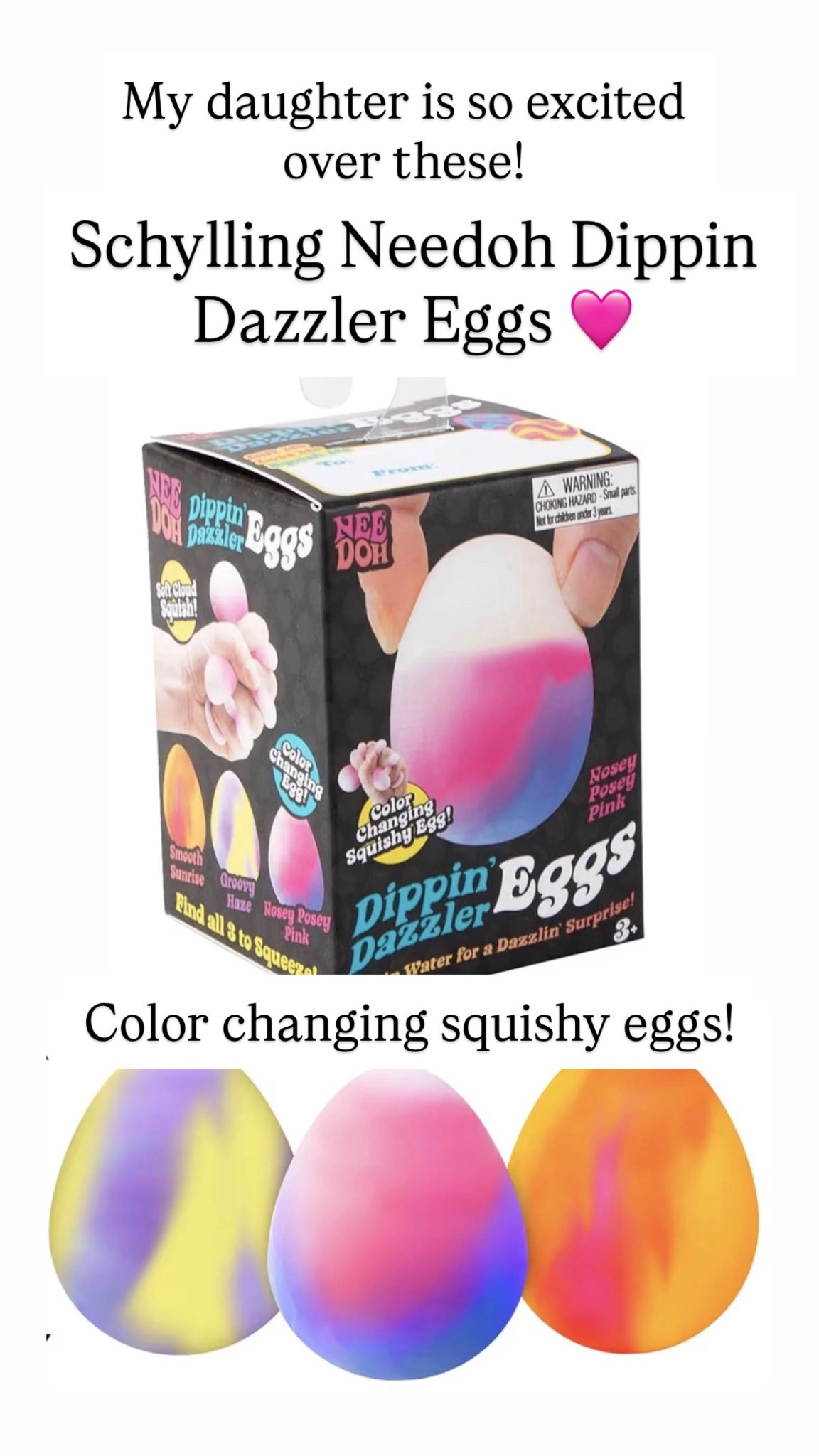 These needoh squishy eggs are adorable. They are color changing eggs. ￼

#LTKKids