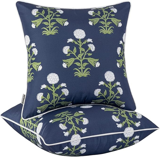 MIULEE Decorative Floral Outdoor Pillow Covers with Inserts Set of 2 18x18,Waterproof Vintage Fad... | Amazon (US)