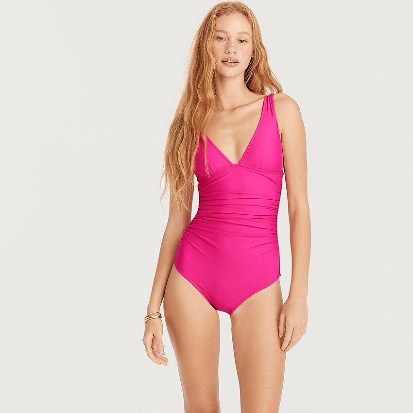 Ruched V-neck one-piece | J.Crew US