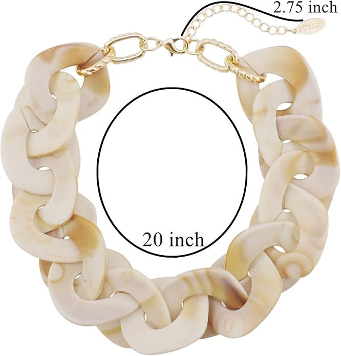 Bocar Statement Chunky Acrylic Cuban Choker Necklace Fashion Bib Collar Chain Necklace for Women | Amazon (US)