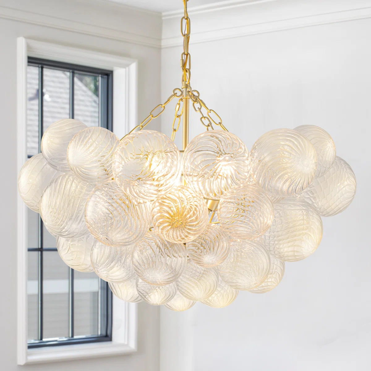 Gold Chandeliers With Ribbed Globe Glass | Wayfair North America