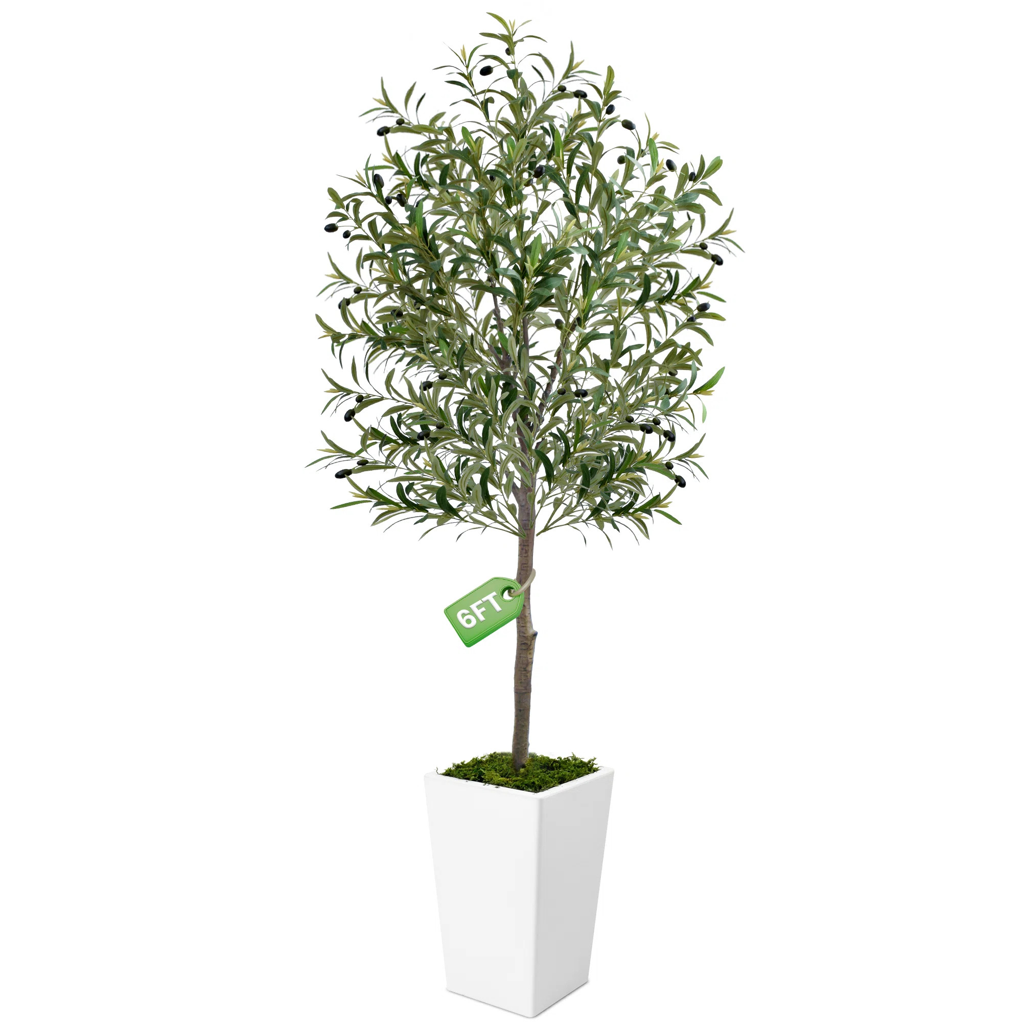 Paislee Artificial Olive Tree, Faux Olive Tree with Tall White Planter, Realistic Leaves | Wayfair North America