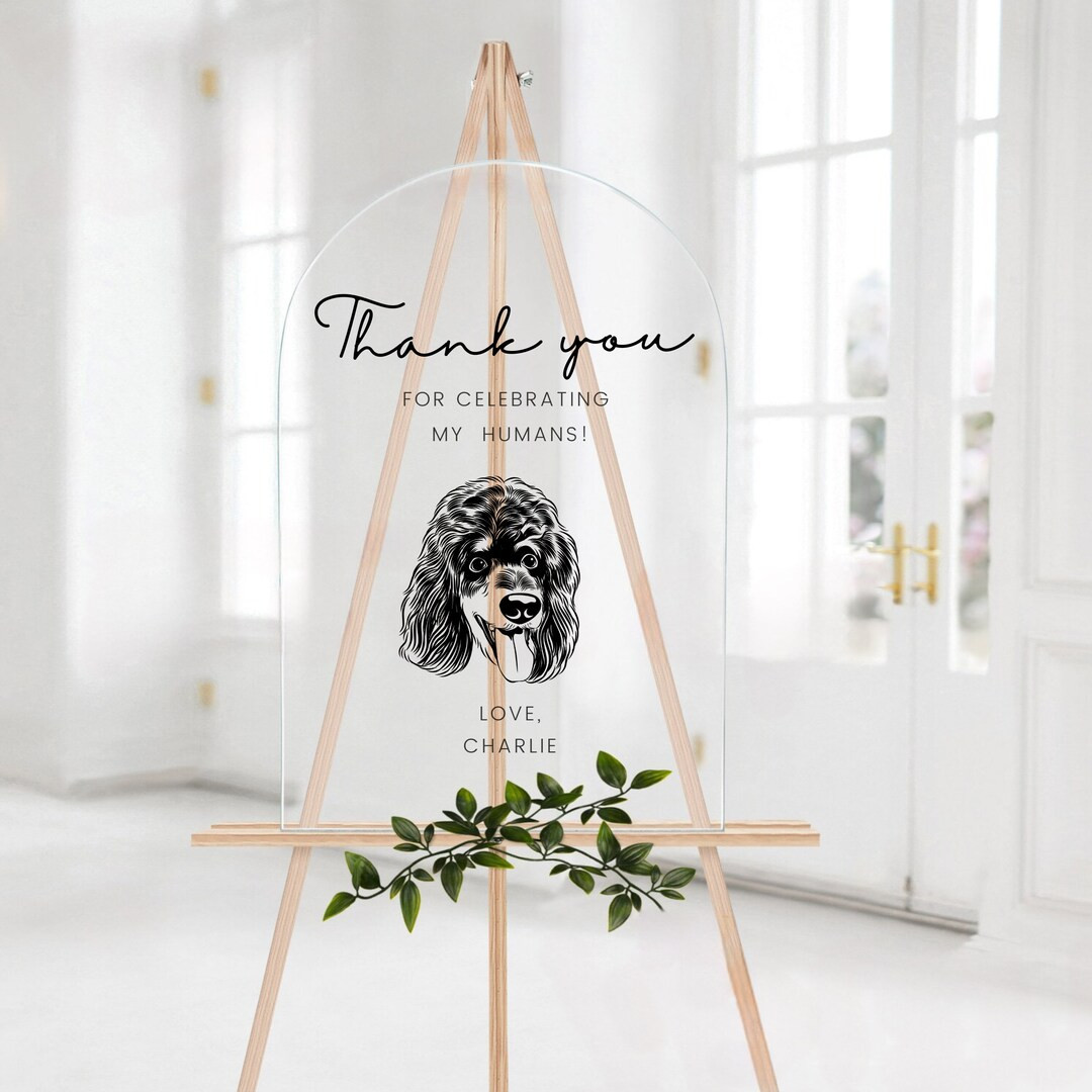 Custom Digital 1 Pet Portrait Wedding Sign, Personalized Bar Sign, Dog of Honor, Custom Welcome T... | Etsy (US)
