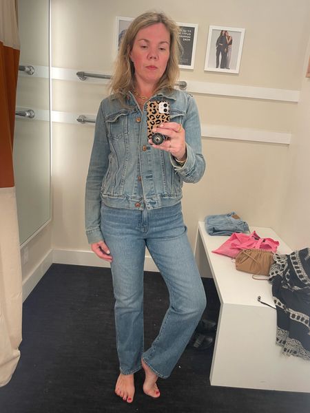 The winner at Madewell: the 90s Straight Jean with 1% stretch. TTS and so much comfier than rigid 100% cotton! #Madewell #tryon

#LTKstyletip #LTKover40 #LTKsalealert