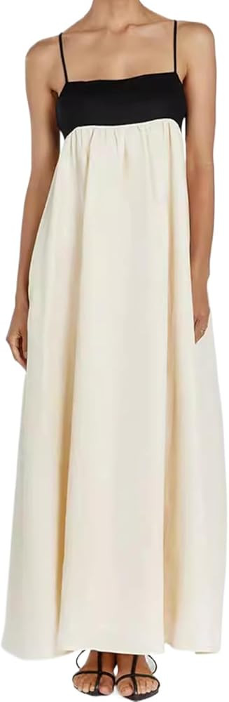 Pdxnyxx Chic Corset Loose Square Neck Sleevelesss Beige Dresses 2024 Summer Vacation Spaghetti St... | Amazon (US)