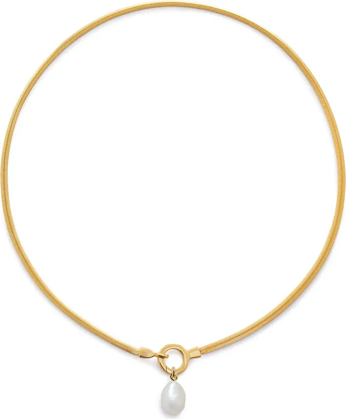 Monica Vinader Nura Pearl Pendant Snake Chain Necklace | Nordstrom | Nordstrom