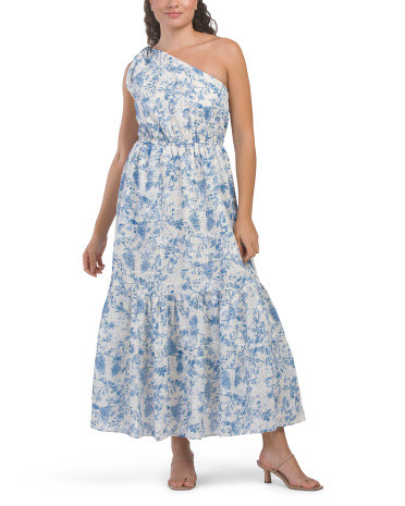 Digital Print One Shoulder Floral Maxi Dress | TJ Maxx