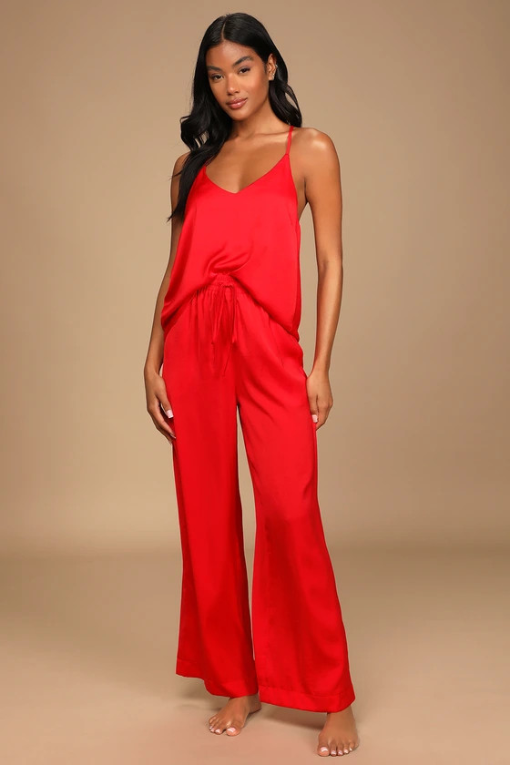 Bring Me a Dream Red Satin Two-Piece Pajama Set | Lulus (US)