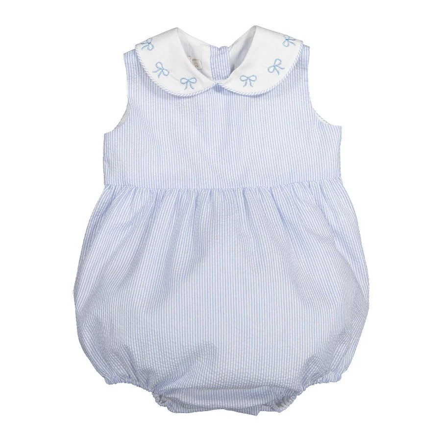 Sal and Pimenta Blue Seersucker Romper | JoJo Mommy