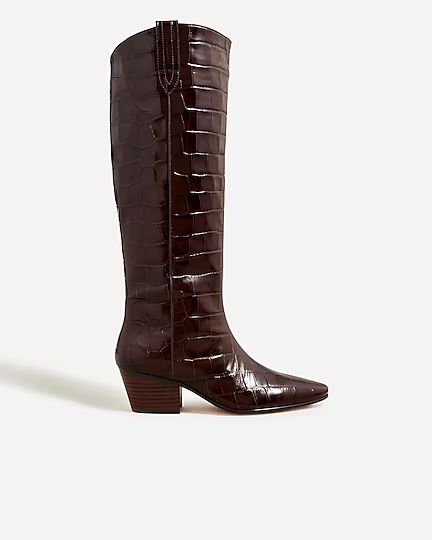 Piper knee-high boots in croc-embossed leather | J.Crew US