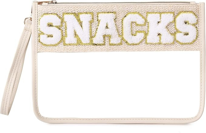 Pinkmik Chenille Letter Clear Zipper Pouch for Travel Clear Snack Bag Beach Cosmetic & Toiletry M... | Amazon (US)