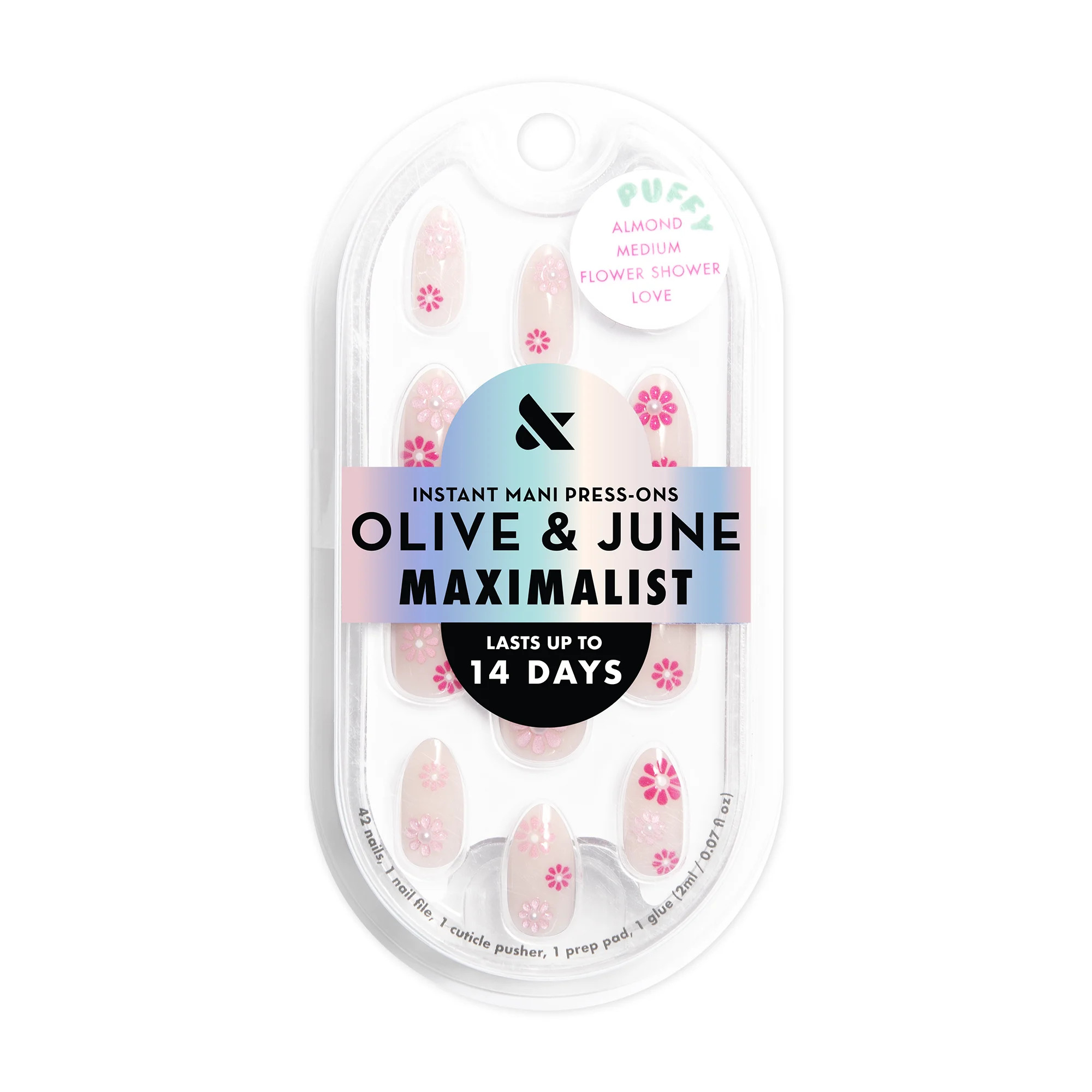 Olive & June Maximalist Press-On Nails, Flower Shower Love, Almond Medium | Walmart (US)
