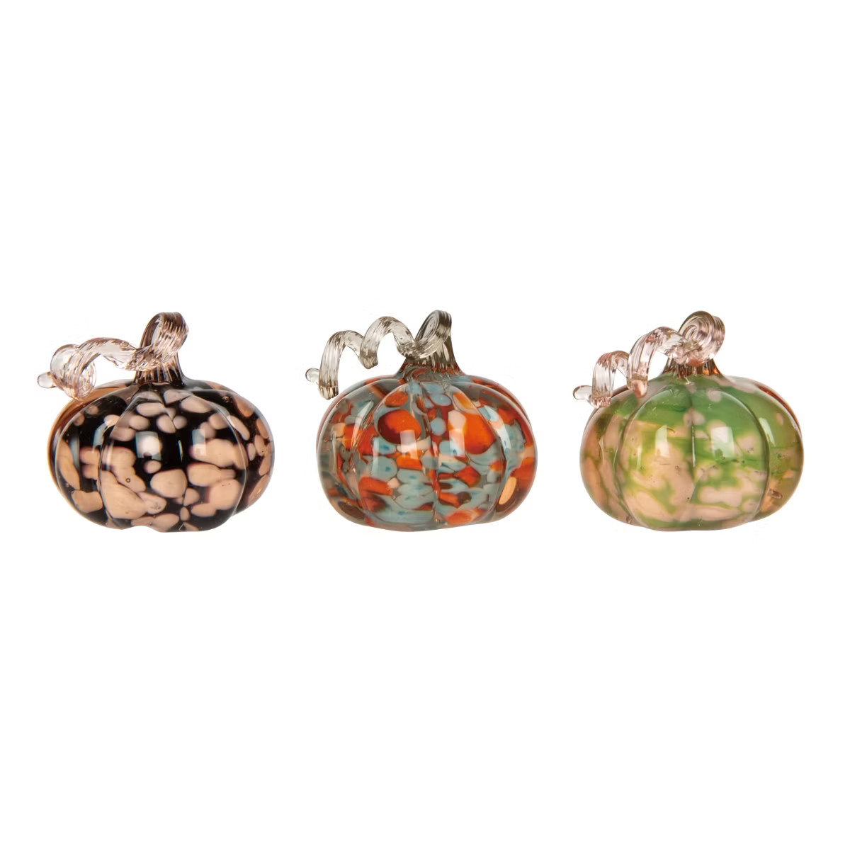 Transpac Glass Mini Autumn Speckle Pumpkin Set of 3 - Fall Decorative Objects for Home Decor and ... | Target