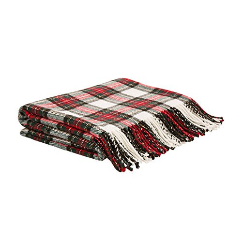 glitzhome 100% Acrylic Dress Stewart Tartan Plaid Throw Blanket with Fringe, 50 x 60 Inch | Amazon (US)