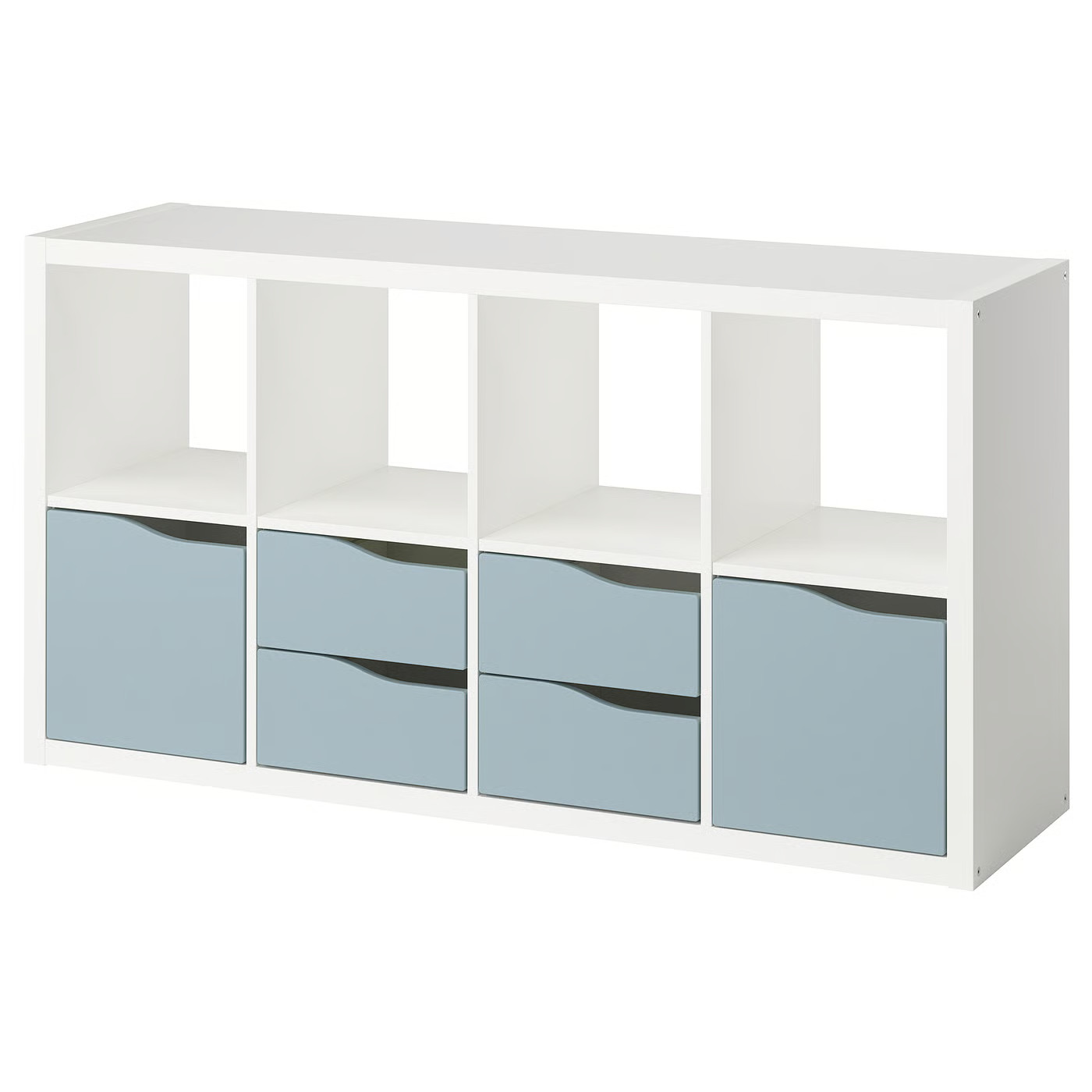 KALLAX Shelving unit, with 2 doors/4 drawers white/light gray-blue wave shaped, 57 5/8x30 1/8 " | IKEA US