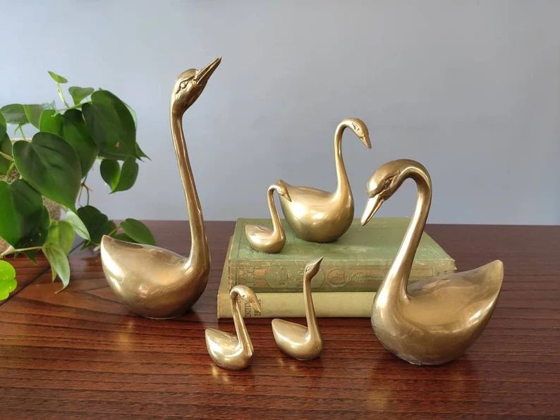 6 Vintage Brass Swans / Swan Figurines / Swan Statues | Etsy | Etsy (US)