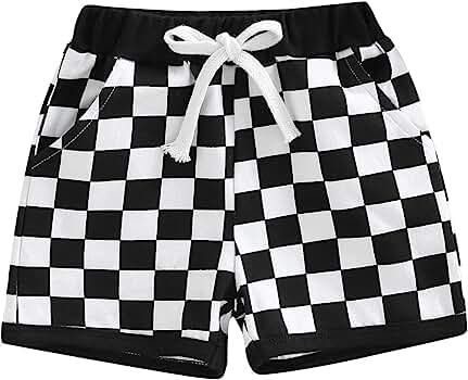Newborn Toddler Baby Boy Shorts Summer Cotton Checkerboard Plaid Jogger Shorts Elastic Waist Casu... | Amazon (US)