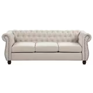 Morden Fort Chesterfield Large Couch 83 in. Rolled Arm Chenille Rectangle Deep Seat for Living Ro... | The Home Depot