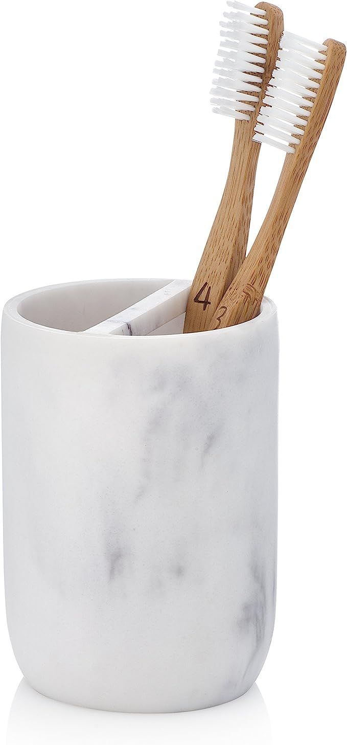 Essentra Home Blanc Collection White Toothbrush Holder Stand for Vanity Countertops | Amazon (US)