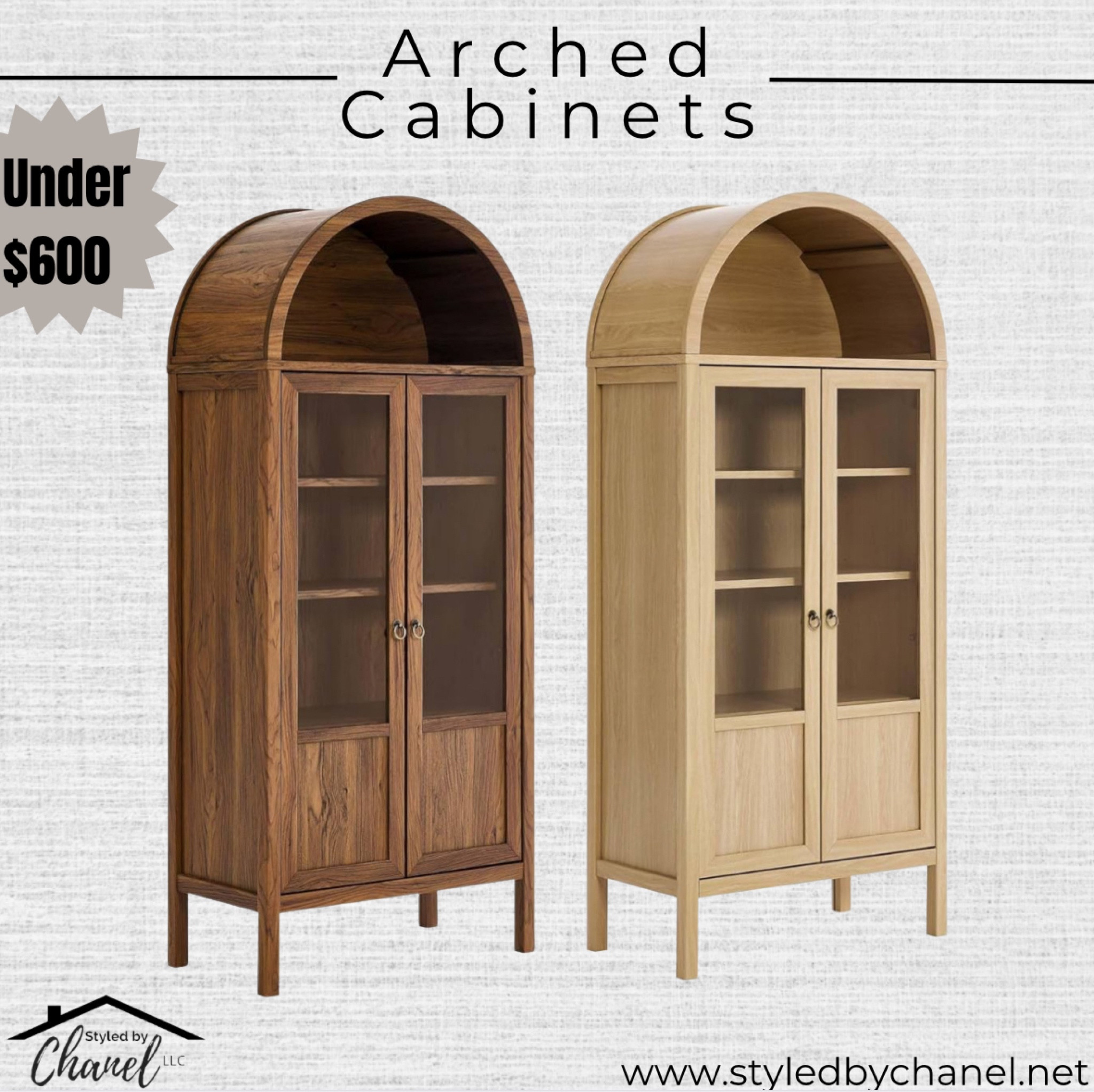 Arched cabinets with glass doors

Modway Tessa Arched 71" Tall Storage Display Cabinet in Oak Wood Grain and Walnut Wood Grain. These cabinets have been a timeless yet trendy accent furniture piece and hard to find at a decent price. These are under $600.00 dollars!! 

#LTKhome #LTKsalealert #LTKstyletip