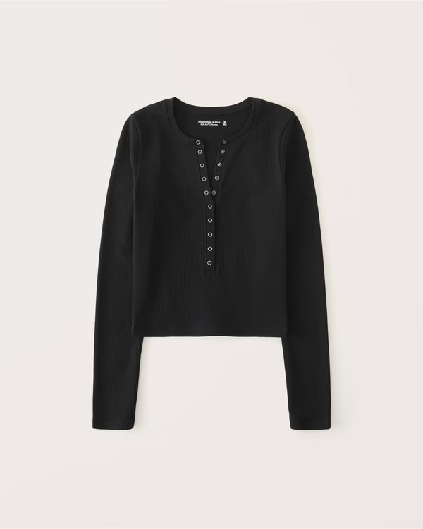 Women's Long-Sleeve Seamless Rib Fabric Henley | Women's Tops | Abercrombie.com | Abercrombie & Fitch (US)