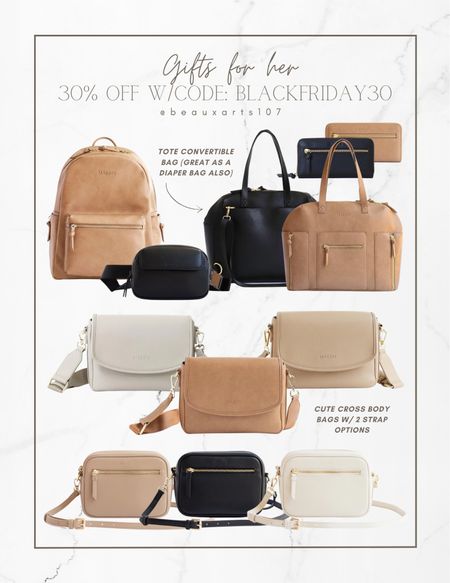 These gorgeous bags are on sale 30% off for Black Friday!! Use code: blackfriday30 at checkout. Gorgeous faux leather totes/diaper bag, backpacks, wallet, Fanny packs, and cross body bags for a great price! They have great reviews! 

#LTKGiftGuide #LTKsalealert #LTKCyberWeek