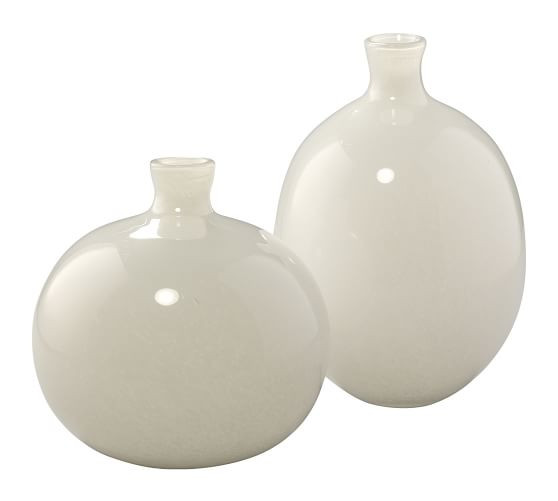 Vivienne White Glass Vases - Set of 2 | Pottery Barn (US)
