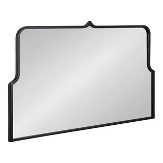 Kate and Laurel Gezella 37.12 in. W x 23.87 in. H Black Scalloped Decorative Wall Mirror | The Home Depot