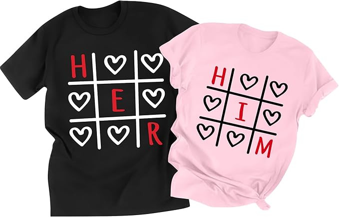 Valentines Couples Matching Shirts Love Heart Graphic T-Shirt Valentine Tee Tops for Husband Wife | Amazon (US)