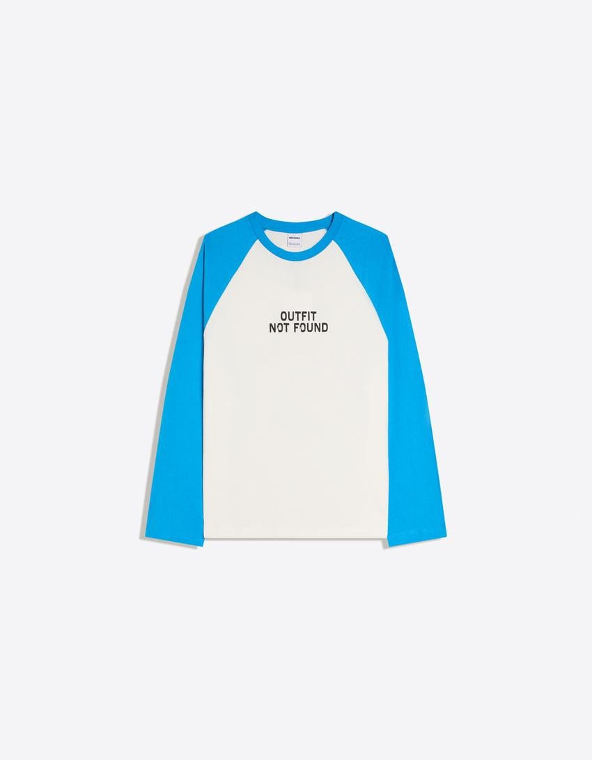 Contrast print long sleeve T-shirt - T-shirts - Women | Bershka UK