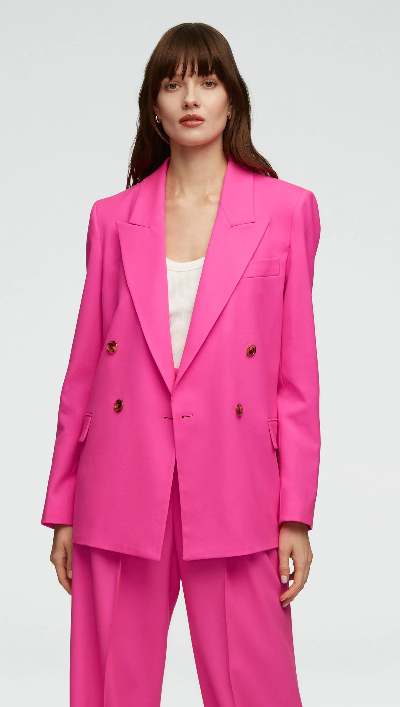 Peak Lapel Blazer in Seasonless Wool | Bright Pink 0 / Bright Pink | Argent