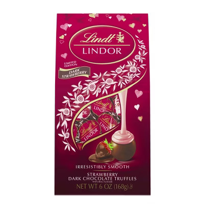 Lindor Valentine's Strawberry Dark Chocolate Truffles - 6oz | Target
