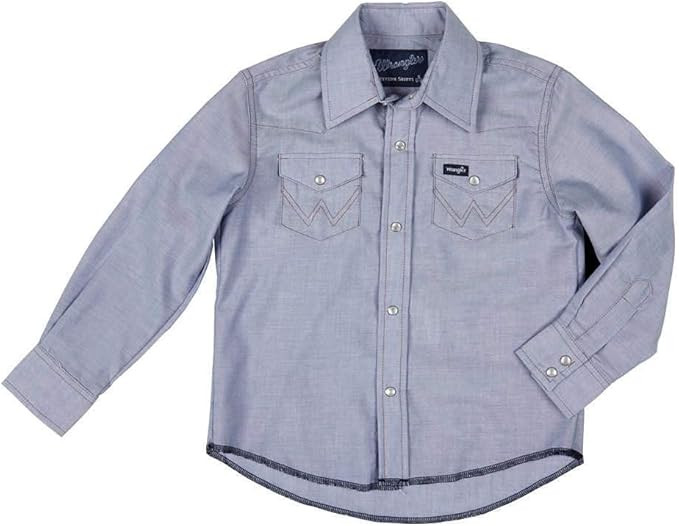 Wrangler Boys' Long Sleeve Western Solid Snap Button Down Shirts | Amazon (US)