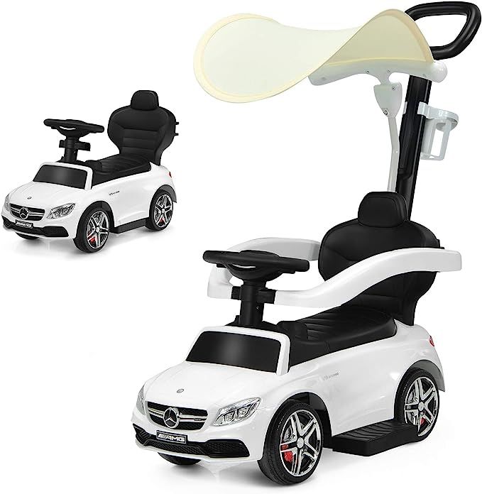 Costzon Push Car for Toddlers, 3 in 1 Mercedes Benz Stroller Sliding Walking Car w/ Canopy, Handl... | Amazon (US)