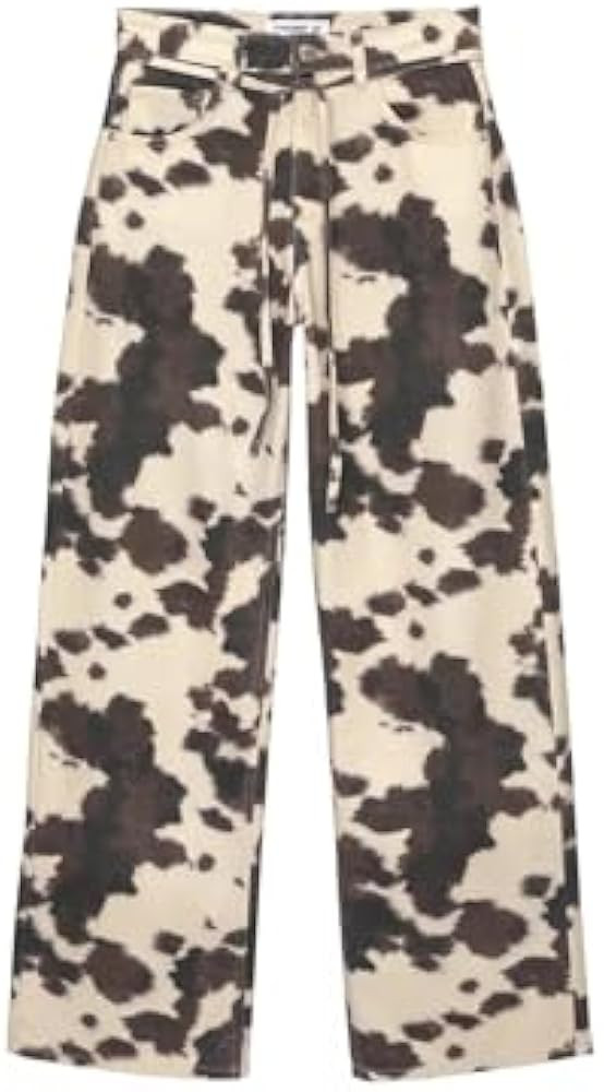 Cow Print Pants Women Men Loose Wide Leg Jeans Loose Fit High Waisted Straight Leg Vintage Baggy ... | Amazon (US)