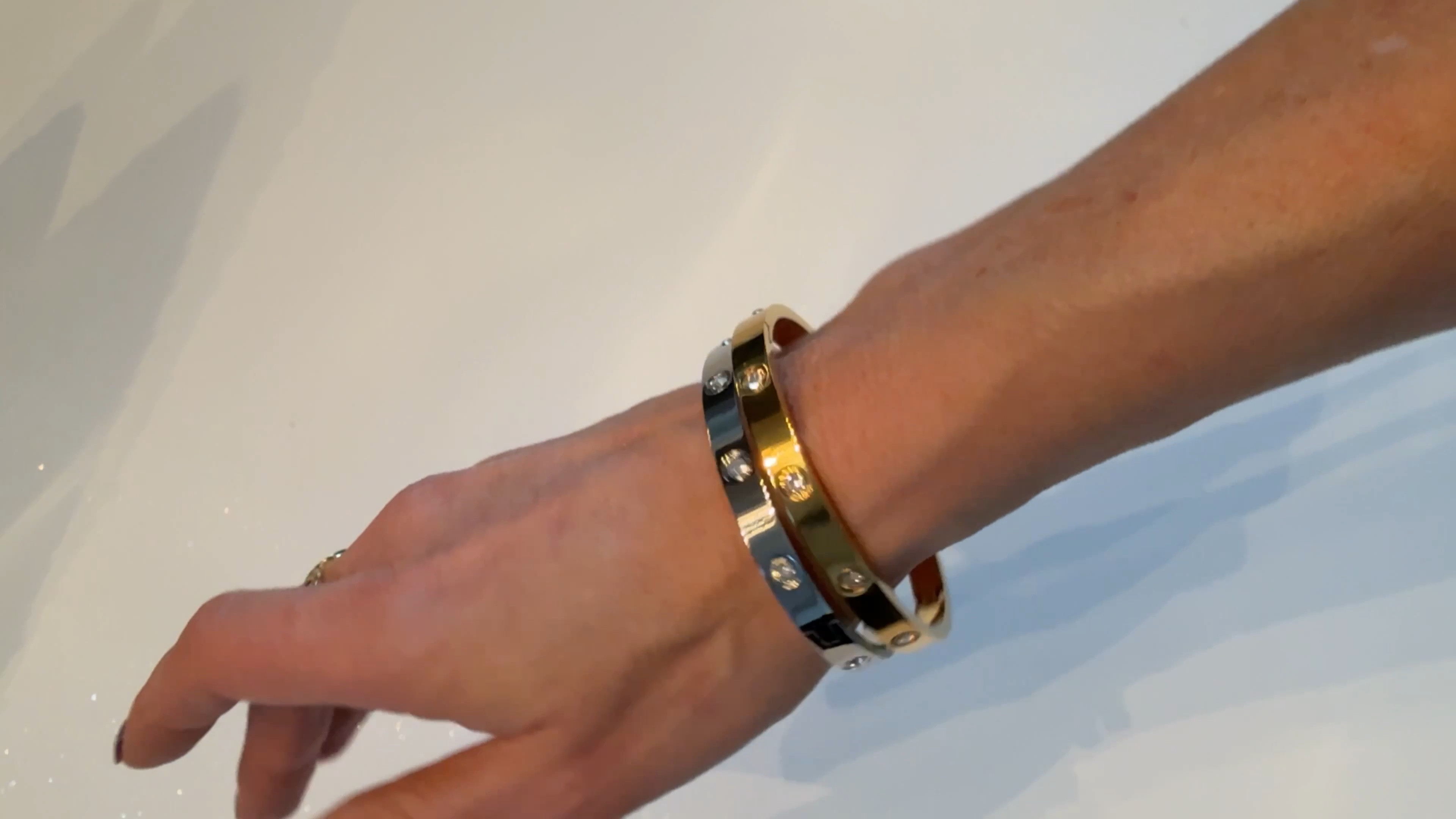 Cartier inspired gold and silver crystal bracelets. They’re sold separately but I bought a few to stack them. Get them or gift them as a stocking stuffer 🎁 

#LTKGiftGuide #LTKWatchNow #LTKFindsUnder50