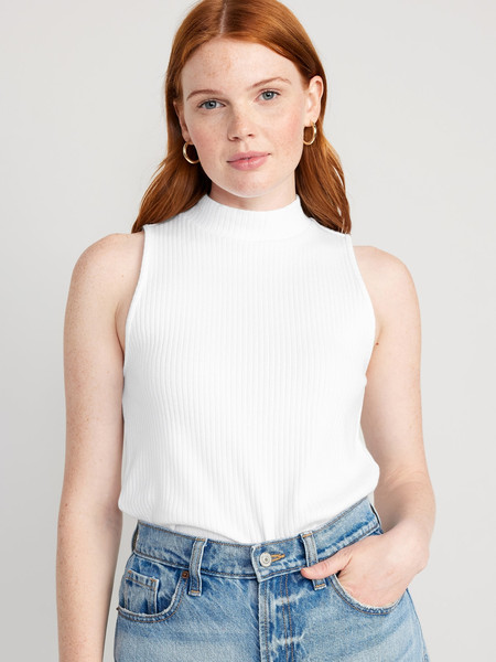 Fitted Sleeveless Mock-Neck Top for Women | Old Navy (US)