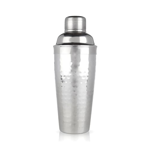 Viski Admiral Hammered Metal Cocktail Shaker, 24 oz Stainless Steel Cobbler Shaker With Strainer | Amazon (US)