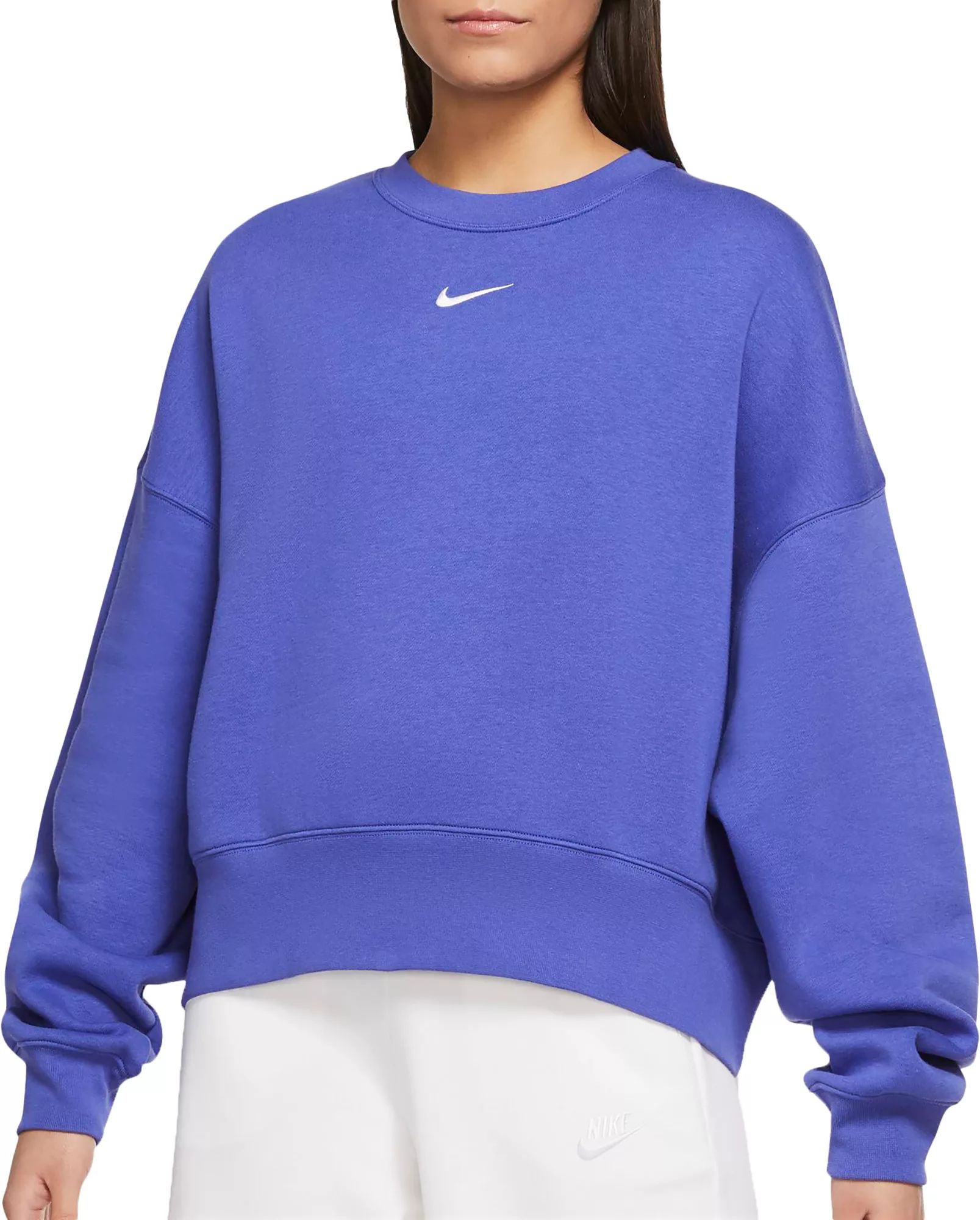 Nike Women's Sportswear Essentials Oversized Fleece Crewneck Sweatshirt, Medium, Blue | Dick's Sporting Goods